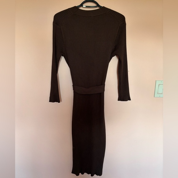 Calvin Klein Ribbed Chocolate Brown Sweater Dress - Picture 3 of 3